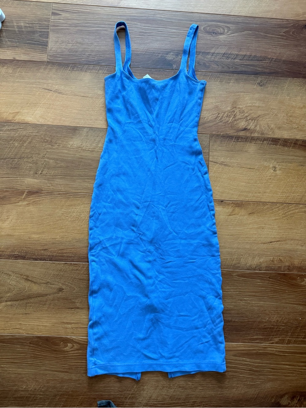 American Apparel Bright Blue Ribbed Midi Bodycon Dress